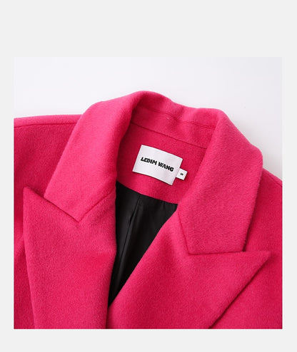 LEDI W fall winter loose pink wool crop jacket blazer - Impio
