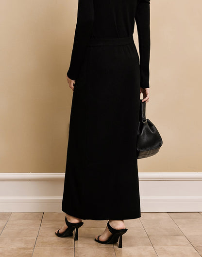 HECO soft waxy wool knitted high-elastic A-line red black creamy White SKIRT spring - THAT.