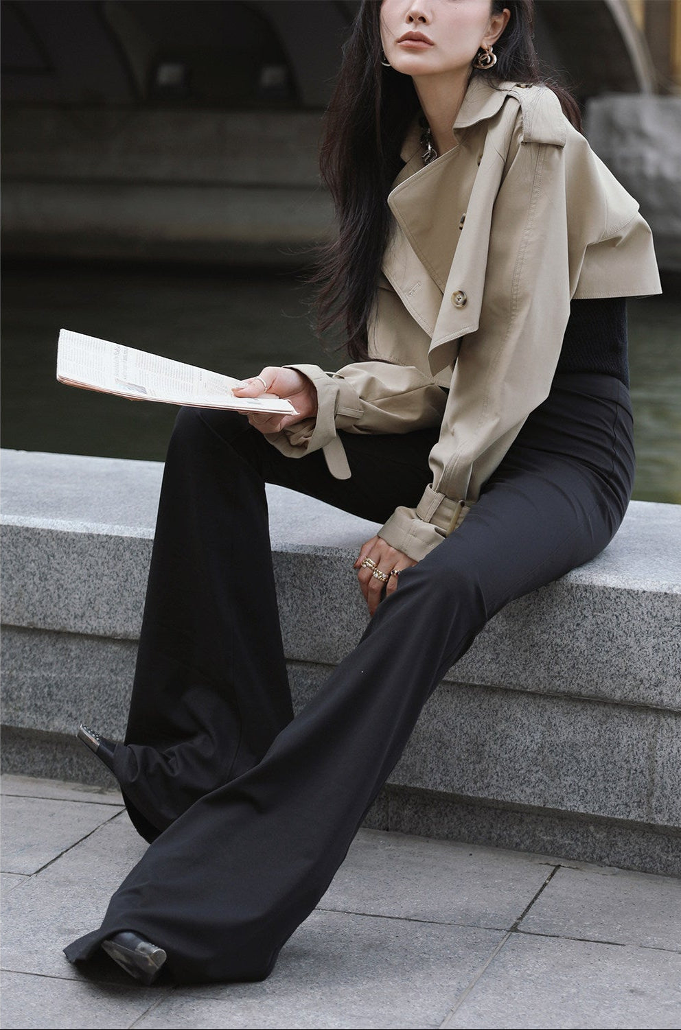 MEI SANGUAN flared high-waisted pants - KEIRNAN