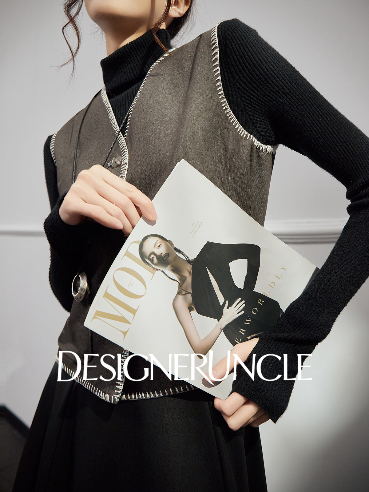 DGU|Leather Vest Light Luxury Commuting Loose and Versatile Design Shoulder Top - Stephan.