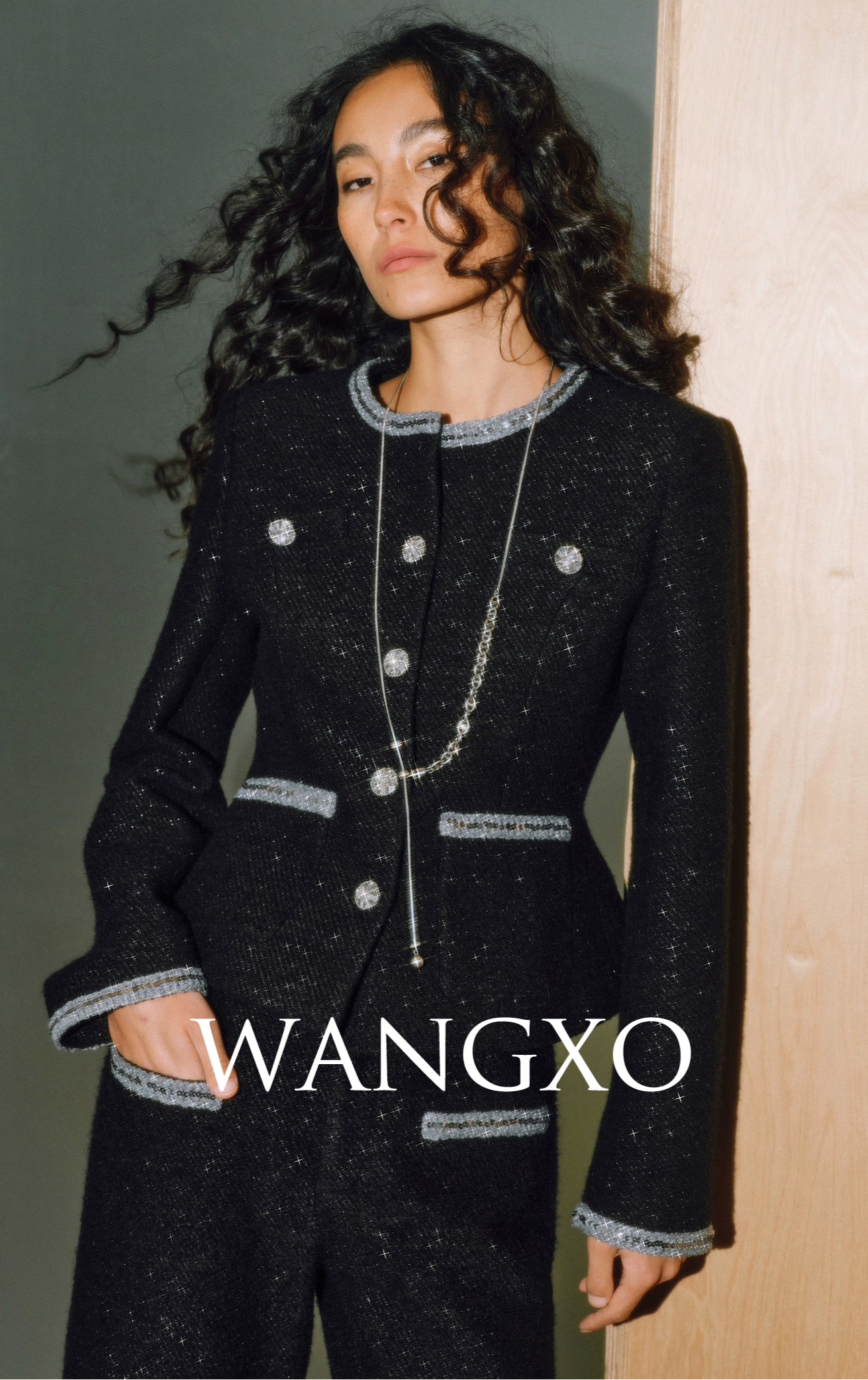 WANGXO | Milky Way Meteor Tweed Hand-Woven Two-Piece Outfit Set-NORA.