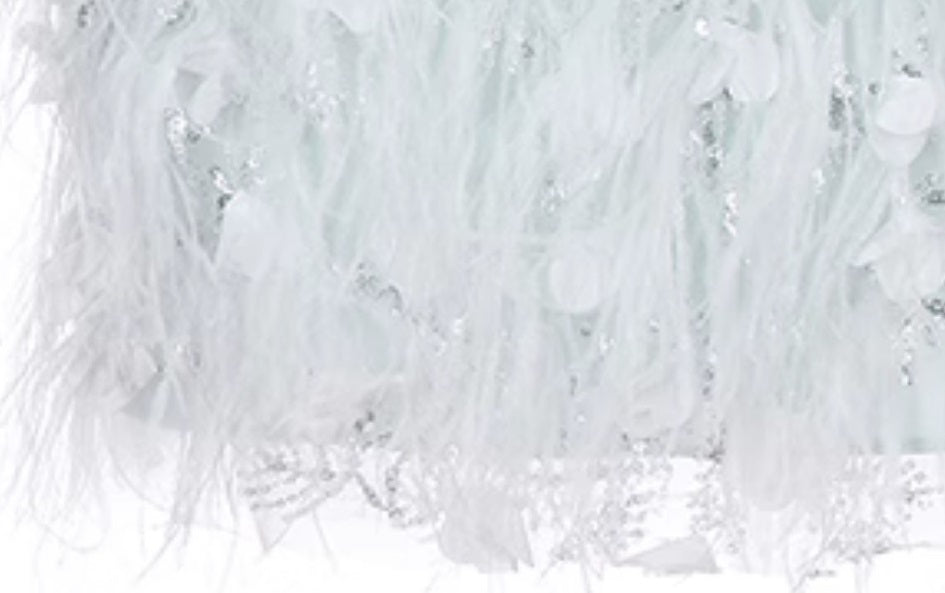 Wardrobes by Chen Elegant Blue Sleeveless Flower Feather Dress - Moji