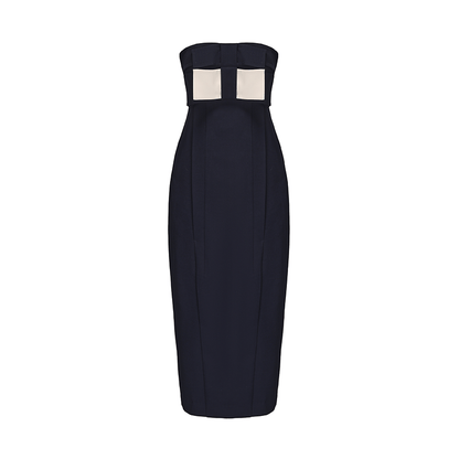 ATELIER MISS LU Spring And Summer Geometric Ribbon Waist Bandeau Dress - BEAUTY.