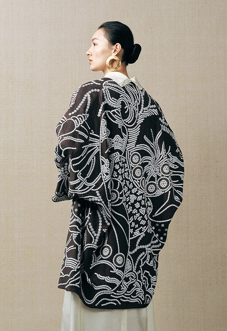 ZHUCHONGYUN heavy beaded embroidered linen vest-SNAIL.