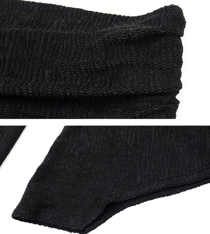 HECO stretch pleated off-the-shoulder long sleeve T-shirt - GRAD.