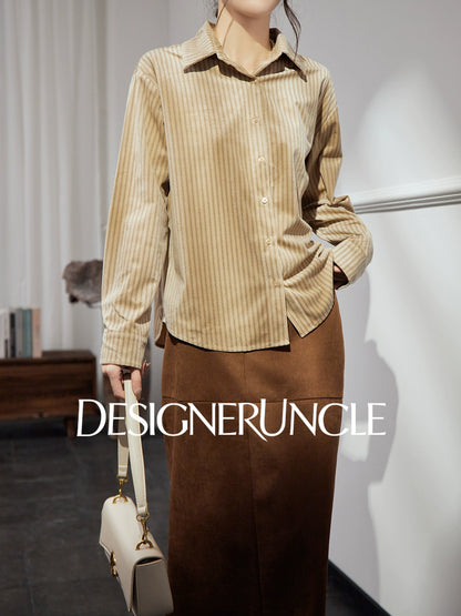 DGU |Mocha Light Luxury Versatile Design Niche Long-Sleeved Loose Top  - Louis.