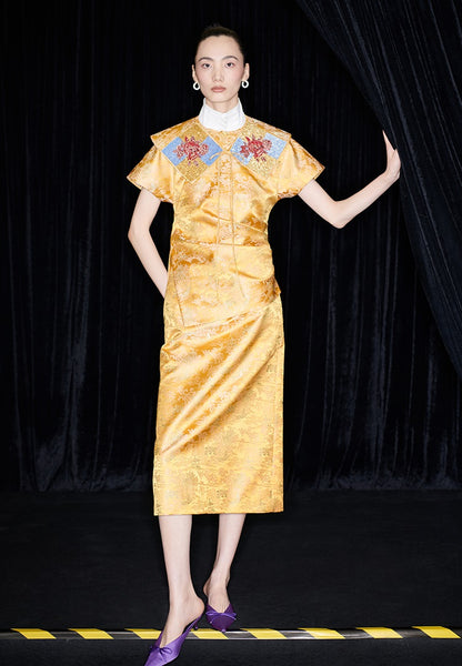 M essential Mackay designer Tan-e jacquard tile beads decorative collar - THANKS.