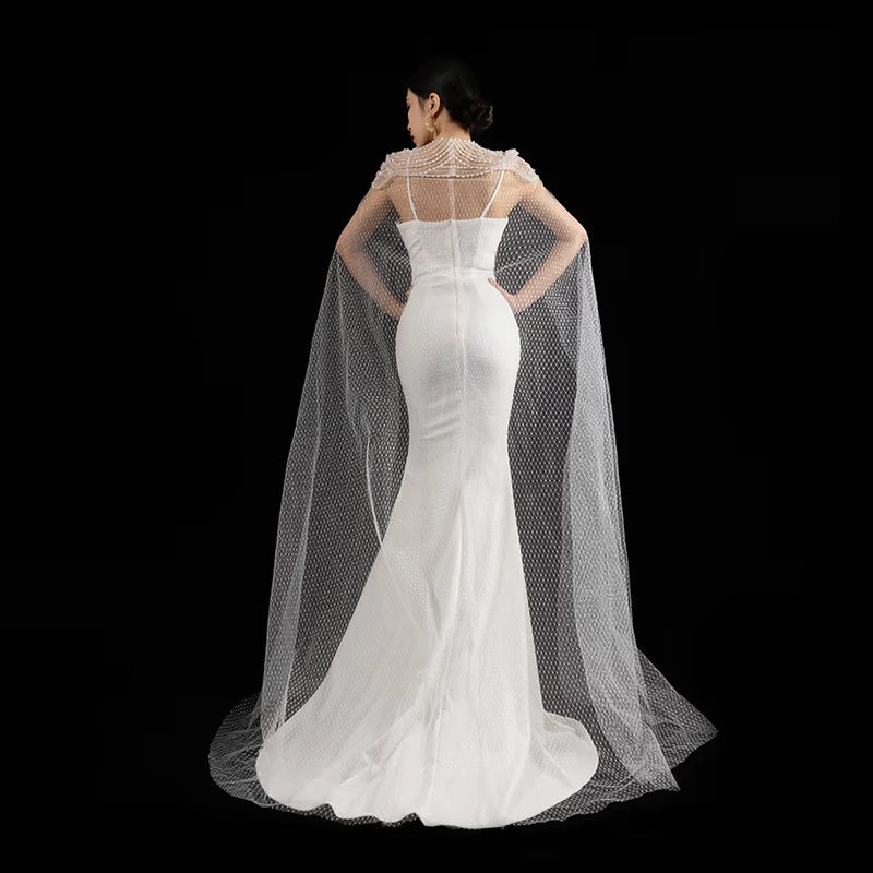 NOTES OF LOVE Handmade beaded suspender outer draped two-piece wedding dress - THRONE
