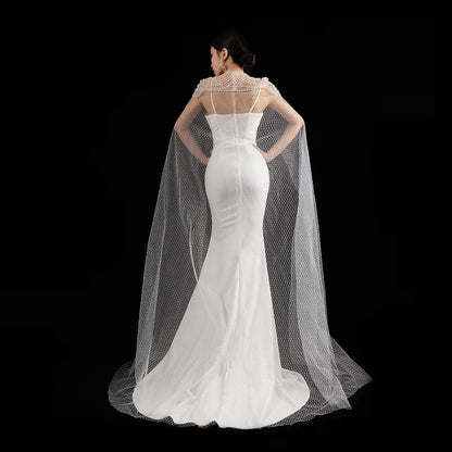 NOTES OF LOVE Handmade beaded suspender outer draped two-piece wedding dress - THRONE
