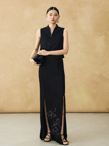 HECO summer high-waisted straight hip slit long skirt - KRISTOFF.