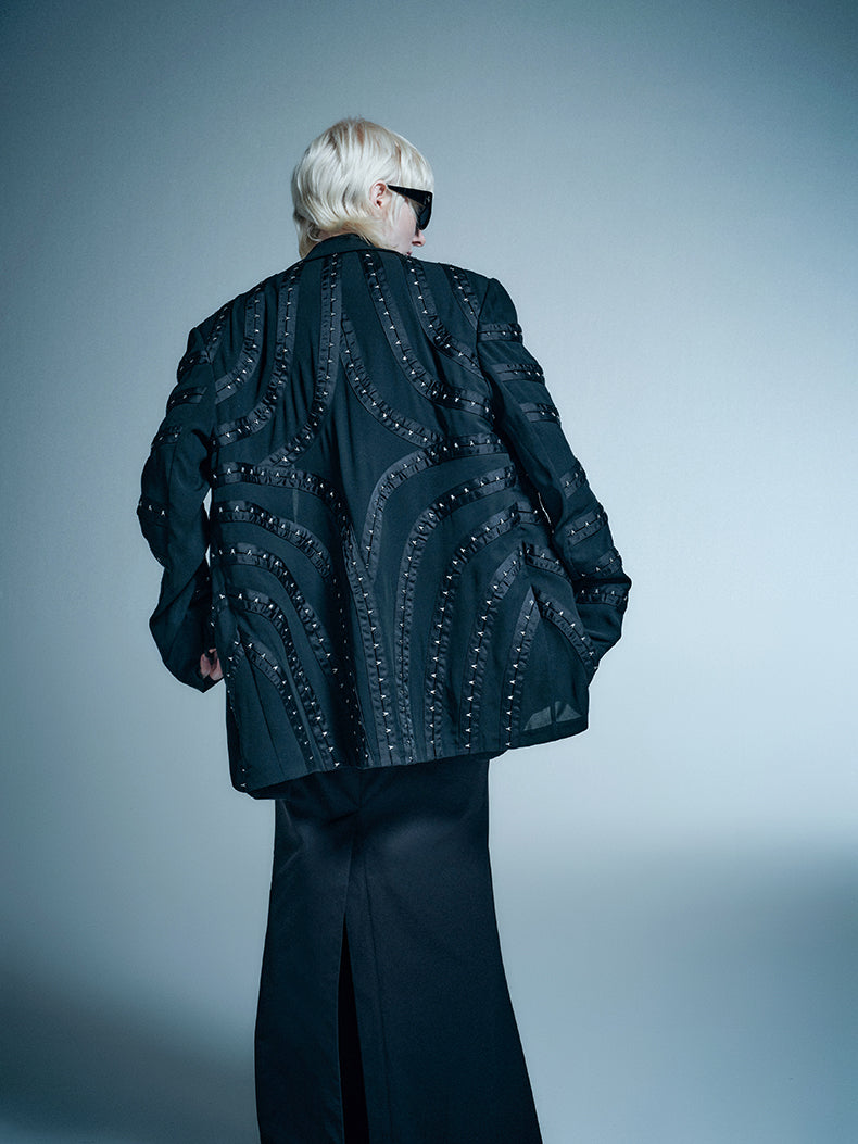 ANNAKIKI design four-pointed star hook blazer suit-HANYU