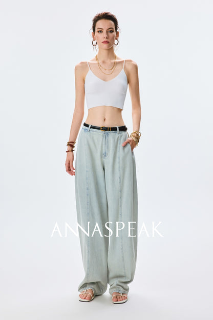 ANNASPEAK fashionable  cotton loose jeans-CHISA.