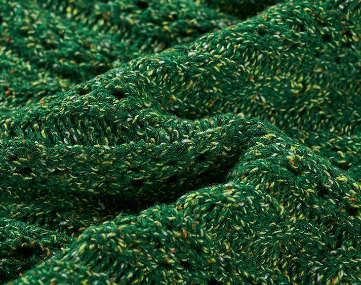 COMME MOI Lv Yan Designer Spring Women's V-Neck Sandwich Color Cutout Knit Dress - NATALIE.