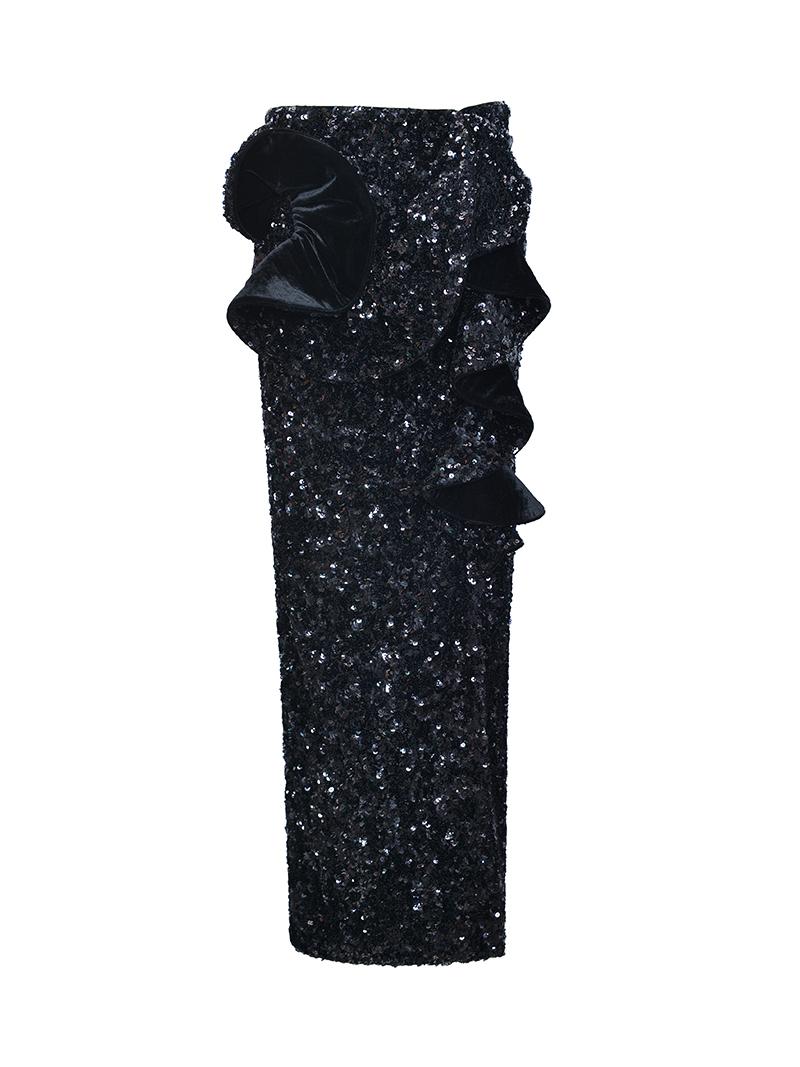 M essential Mackay designer three-dimensional silver orchid catenary beaded jacket - sill.