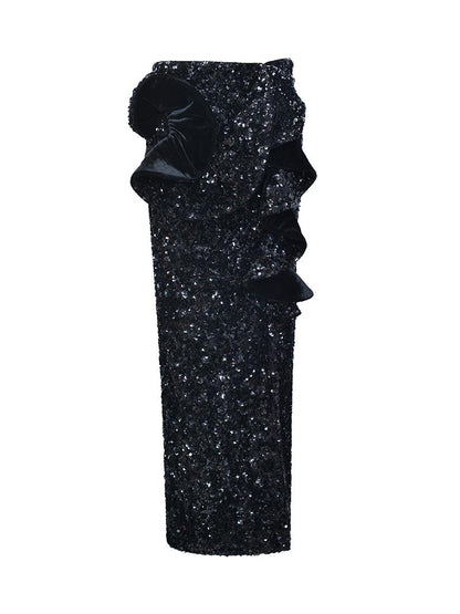 M essential Mackay designer three-dimensional silver orchid catenary beaded jacket - sill.