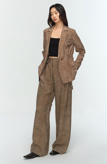 COMME MOI  summer women's tassel drawstring waist suit - SARAH.