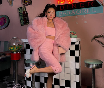 Le Palais Vintage Original Pink Luxury Fox Fur Jacket-KIRIYAMA.