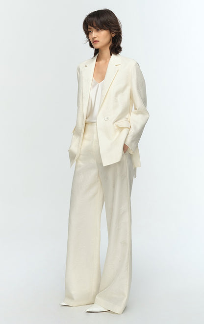 COMME MOI Lu Yan designer high-intelligence commuter silk wool jacquard wide-leg pants - BIEBER.