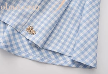 Le Palais Vintage Hepburn style elegant plaid slim fit large skirt dress-HANKS