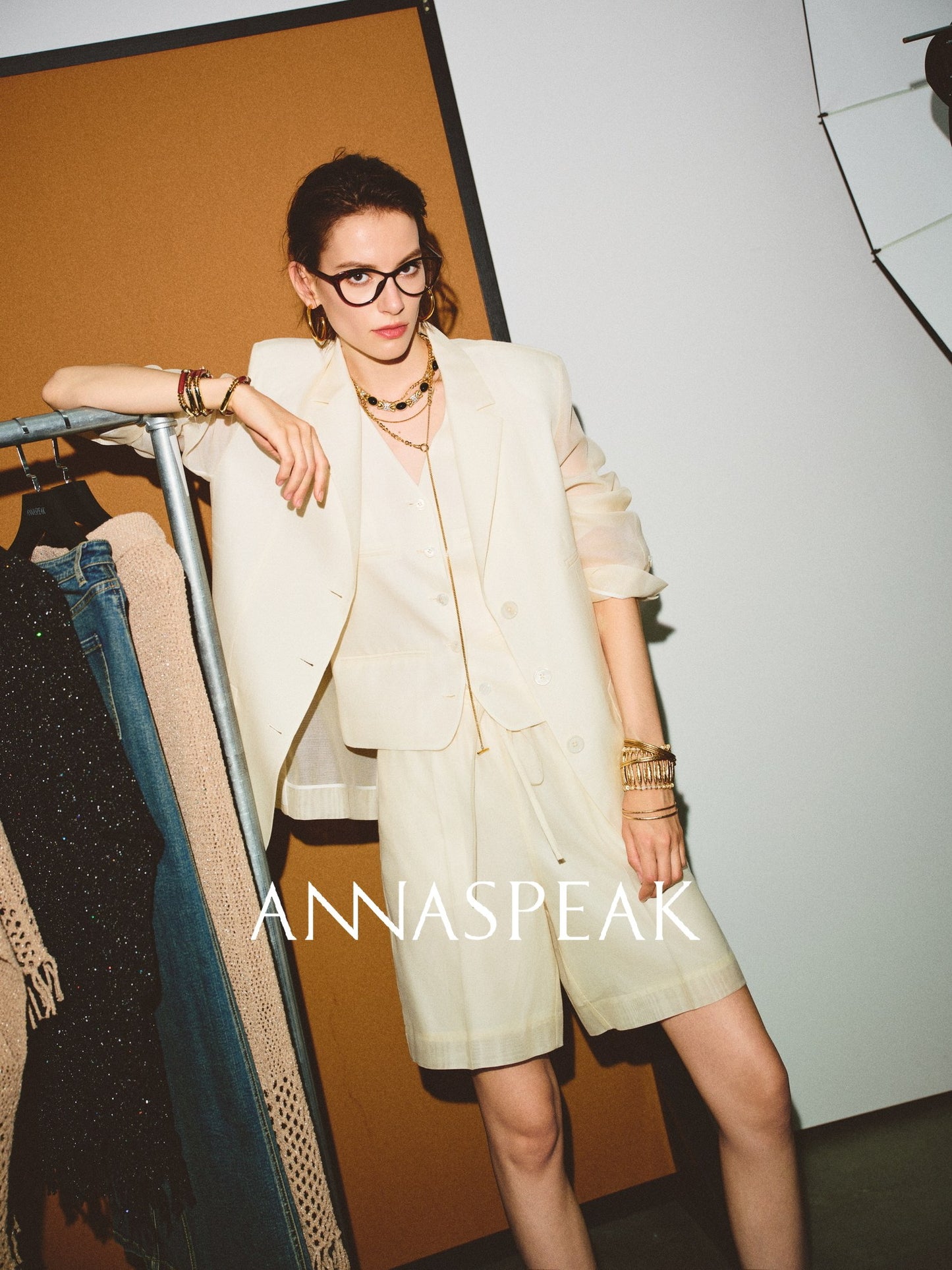 ANNASPEAK  mulberry silk cool silk haute couture upright suit vest set-ANCHOR.