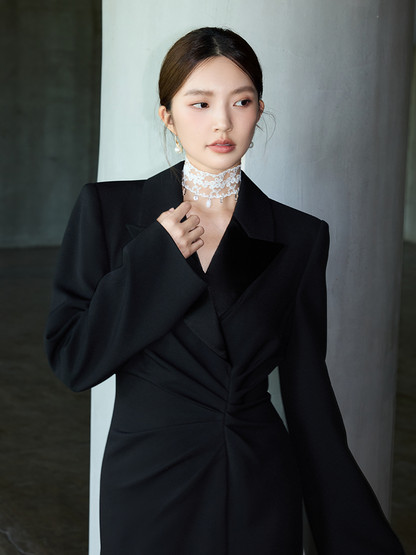 YES BY YESIR  pleated formal suit dress - CURB.