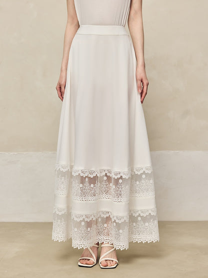HECO Acetate Hollow Lace A-line Long Skirt women - FLOW.