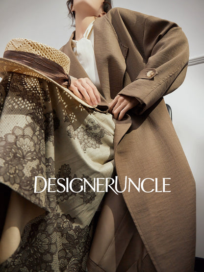 DGU "Twilight" khaki trench coat loose slimming high-end mid-length jacket - MEDE.