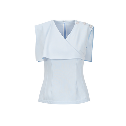 YES BY YESIR | Deconstructed Layered sleeveless Chiffon Shirt - SORALIA.