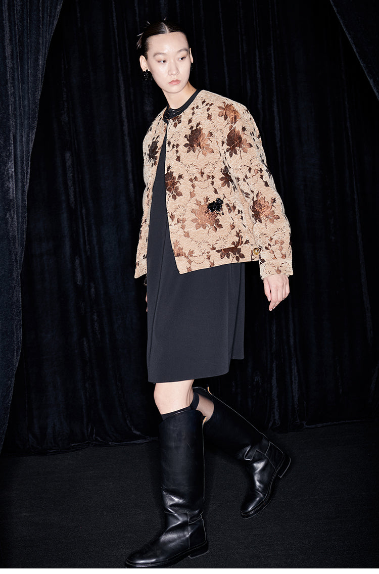 M essential Mackay designer Drop-coffee jacquard puffer jacket - apere.