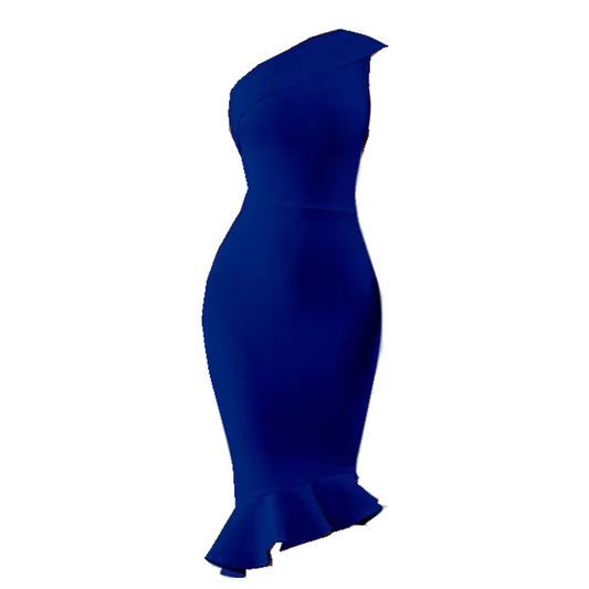 DOLLY Luxury Slant Collar Off Shoulder High Waist Slim Fit Formal Dinner Dress-JOELLE