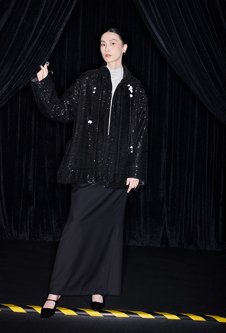 M essential Ma Kai designer Jingye embroidered fabric multi-collar structure jacket - DIVINE.