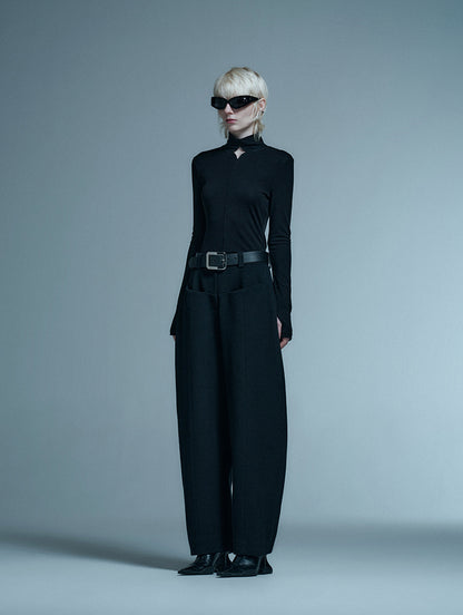 ANNAKIKI casual four-pointed star cut-out slim top-KAIYA