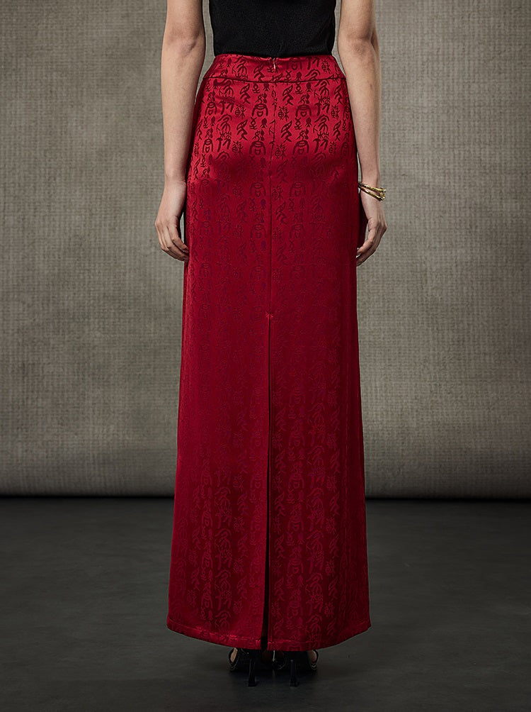 HECO Calligraphy Jacquard A-Line Elegant Skirt - SPIRIT.