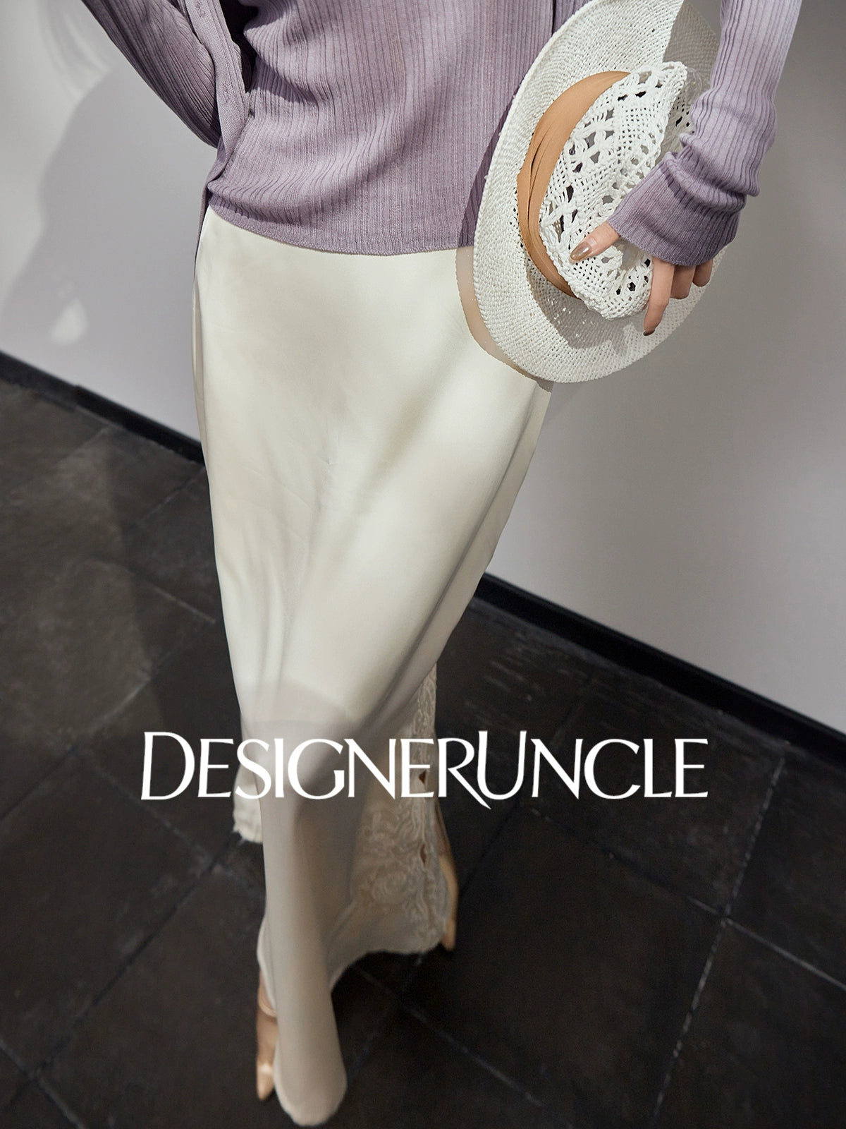 DGU| Off-white simple design fashionable satin light luxury versatile skirt - Louisa.