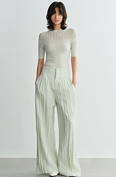 COMME MOI summer women's middle sleeve cut-out knit top - PHILIP.