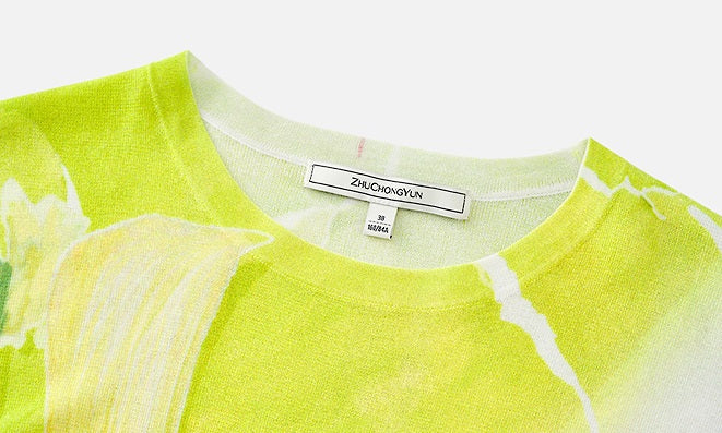 ZHUCHONGYUN flower love paper print crew neck dress-LUBBOCK.