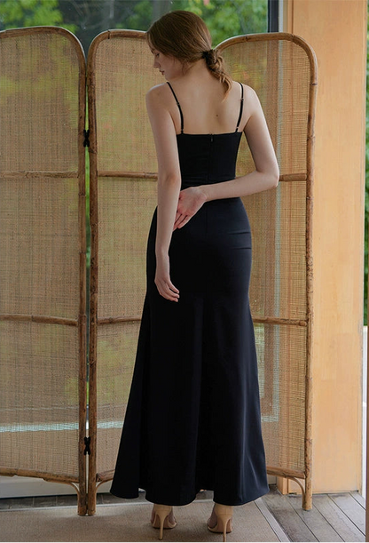 GOUDIN black long simple light luxury evening skirt-ANN.