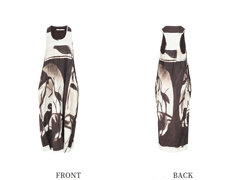 ZHUCHONGYUN flower manuscript sleeveless oriental cocoon dress-STORK.