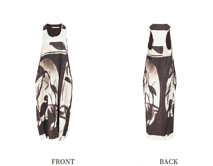 ZHUCHONGYUN flower manuscript sleeveless oriental cocoon dress-STORK.
