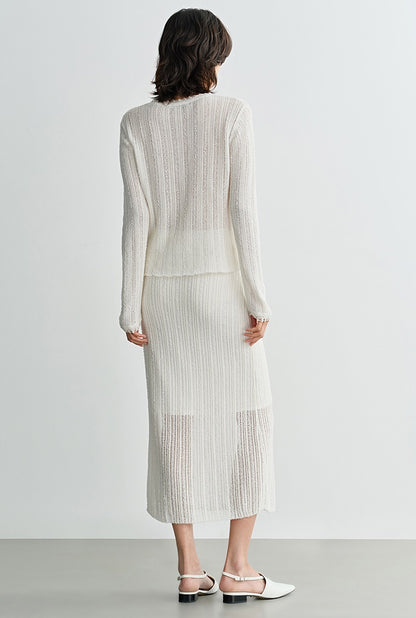 COMME MOI women's cut-out raw edge pullover knit top- VALENTINA.