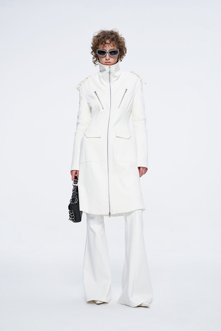 ANNAKIK niche four-pointed star function stand-up collar mid-length coat-HUILIN