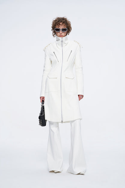 ANNAKIK niche four-pointed star function stand-up collar mid-length coat-HUILIN