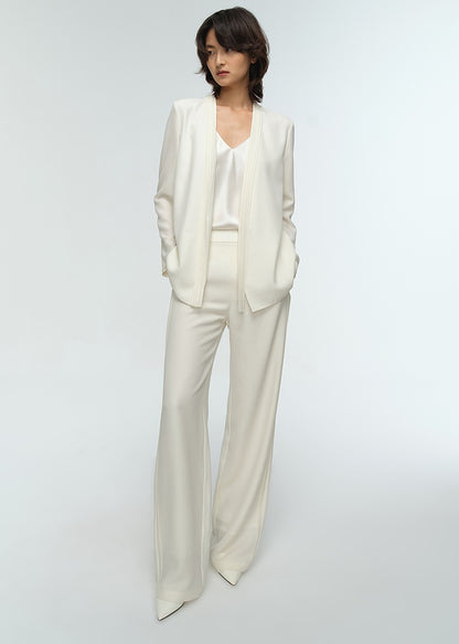 COMME MOI Lu Yan designer's new women's commuter collarless silk wool streamer suit - MARTHA.