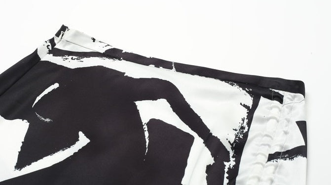 ZHUCHONGYUN Autum Print Sirred Skirt-GAJEEL.