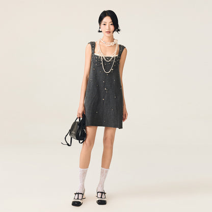 FAME Winter Gray Woolen Micro A line Dress - LANDON