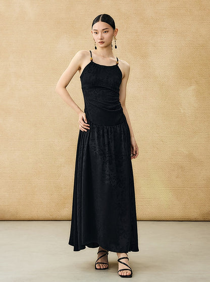 HECO Chinese Jacquard Halterneck Slip Dress  - KNO .