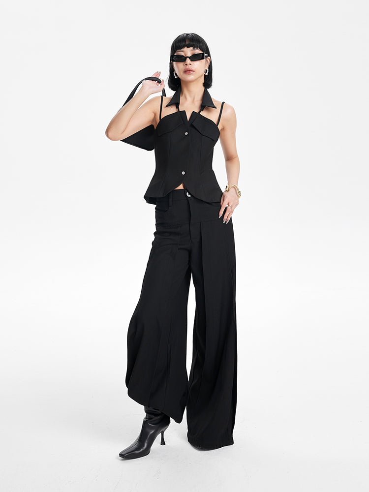 TINY IN black halter neck top-LAN
