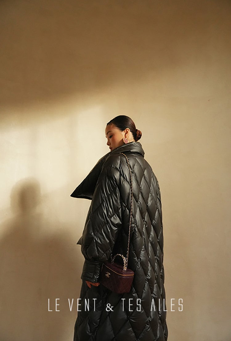 LE VENT&TES AILES Luxury High Cover Pressure Down Long Winter Jacket Coat -SZA