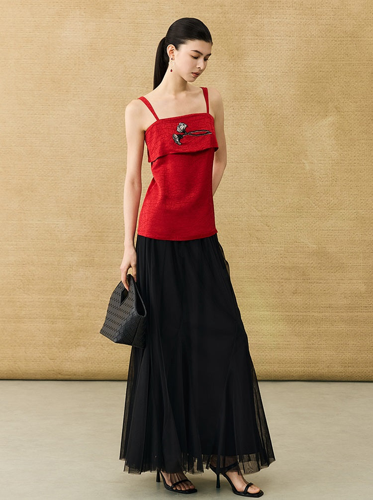 HECO Chinese style calla lily bead embroidered camisole  top - BENE.