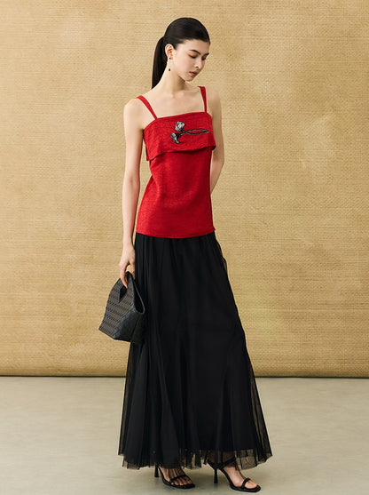 HECO Chinese style calla lily bead embroidered camisole  top - BENE.